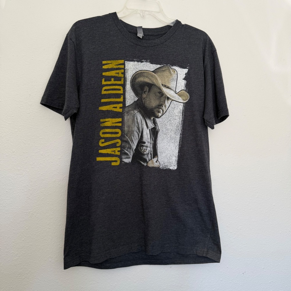 Jason Aldean Ride All Night Tour 2019 Concert T-Shirt Mens Large Charcoal Gray